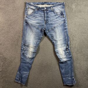 G Star Jeans Mens 38x34 Blue 5620 3D Tapered Medium Wash Stretch Slim Fit Denim